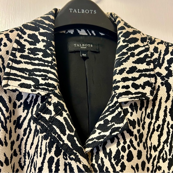 Talbots Blazer Leopard Animal Print Cream Black Jacket Stretch Plus size 16W - Picture 14 of 16